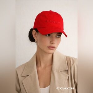 Coach Red Logo Baseball Cap | Unisex Streetwear Dad Hat | Minimalist Luxury